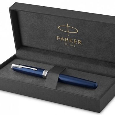 Перьевая ручка Parker Sonnet Blue Subtle CT, перо: F, цвет чернил: black, в подарочной упаковке