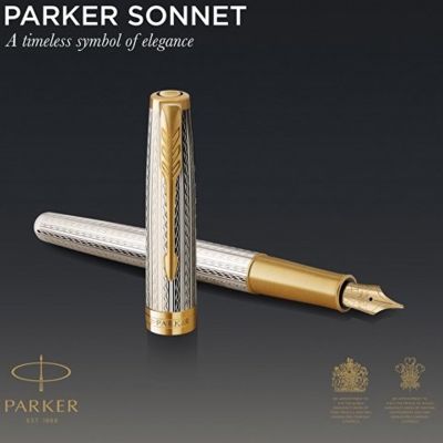 Перьевая ручка Parker Sonnet Silver Mistral GT, перо: M, цвет чернил: black, в подарочной упаковке