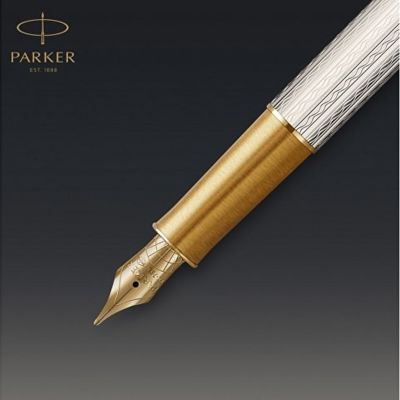 Перьевая ручка Parker Sonnet Silver Mistral GT, перо: M, цвет чернил: black, в подарочной упаковке