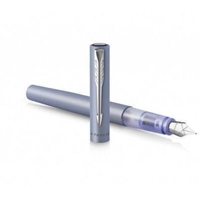 Перьевая ручка Parker Vector XL Silver Blue CT, цвет чернил blue, перо: F/M, в подарочной упаковке.