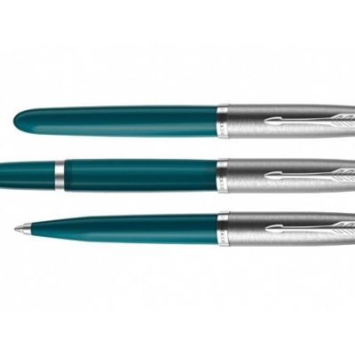 Перьевая ручка Parker 51 CORE TEAL BLUE CT, перо: F, цвет чернил: black, в подарочной упаковке.