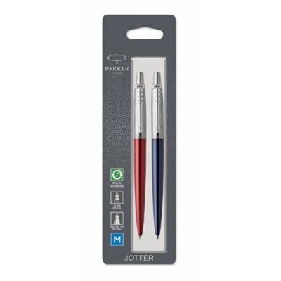 Набор из 2х ручек : Parker Jotter London Parker Jotter Essential, Kensington Red CT и Jotter Essential, Royal Blue CT, стержень: M