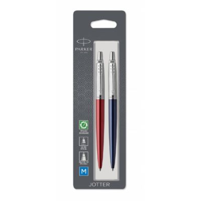 Набор из 2х ручек : Parker Jotter London Parker Jotter Essential, Kensington Red CT и Jotter Essential, Royal Blue CT, стержень: M