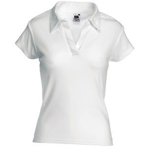 Поло "Lady-Fit Rib Polo", белый_L, 100% х/б, 210 г/м2