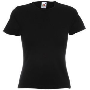 Футболка "Lady-Fit Crew Neck T", черный_XL, 95% х/б, 5% эластан, 210 г/м2