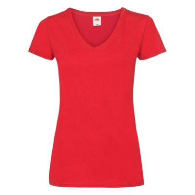 Футболка "Lady-Fit V-Neck T", красный_S, 95% х/б, 5% эластан, 210 г/м2