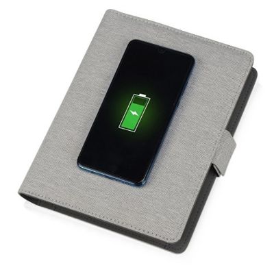 Органайзер с беспроводной зарядкой 5000 mAh Powernote, светло-серый (P)