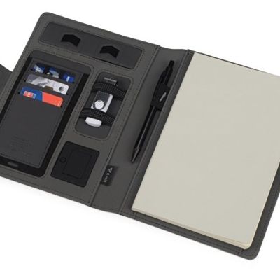 Органайзер с беспроводной зарядкой 5000 mAh Powernote, светло-серый (P)