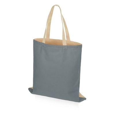 Сумка для шопинга Twin двухцветная из хлопка, 180 г/м2, серый/натуральный