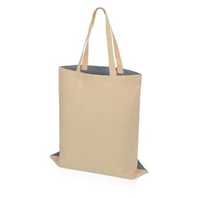 Сумка для шопинга Twin двухцветная из хлопка, 180 г/м2, серый/натуральный