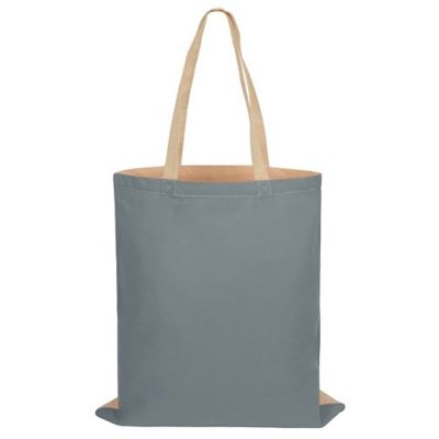 Сумка для шопинга Twin двухцветная из хлопка, 180 г/м2, серый/натуральный