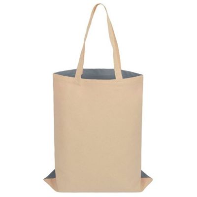 Сумка для шопинга Twin двухцветная из хлопка, 180 г/м2, серый/натуральный