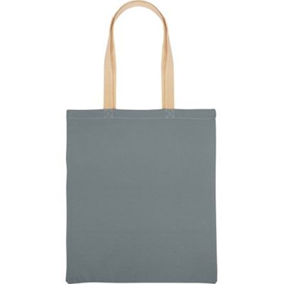 Сумка для шопинга Twin двухцветная из хлопка, 180 г/м2, серый/натуральный