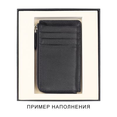 Коробка подарочная, размер 16*14*2 см, Solution Superior Linen, черная, бежевый ложемент с прямоугольной вырубкой