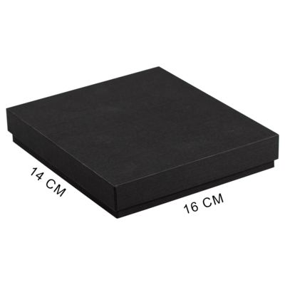 Коробка подарочная, размер 16*14*2 см, Solution Superior Linen, черная, бежевый ложемент с прямоугольной вырубкой