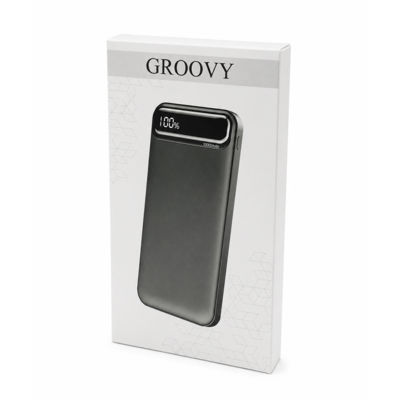 Внешний аккумулятор Groovy 10000 Mah с быстрой зарядкой, черный