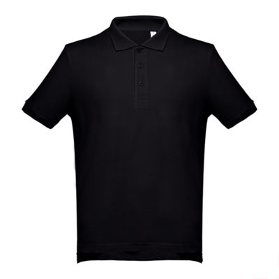 Рубашка-поло мужская ADAM, черный, 5XL, 100% хлопок, плотность 195 г/м2