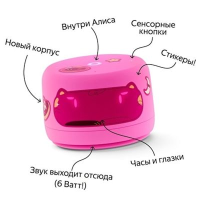 Умная колонка ЯНДЕКС Станция Лайт 2 с Алисой на YaGPT, 6 Вт, цвет: розовый (YNDX-00026PNK)