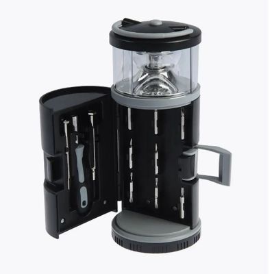 Набор инструментов Tools lantern cо встроенной лампой , 15 инструментов,  черный, в пластиковом футляре