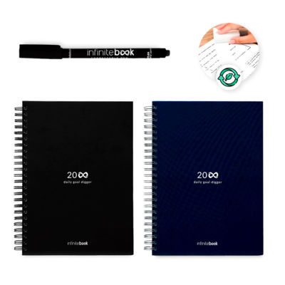 НАЧАЛЬНЫЙ НАБОР INFINITE PLANNER A5. В комплект входит A5 "бесконечный дневник", набор для чистки, маркер и держатель для маркера.