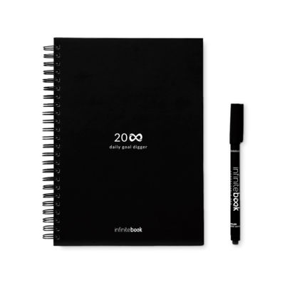 НАЧАЛЬНЫЙ НАБОР INFINITE PLANNER A5. В комплект входит A5 "бесконечный дневник", набор для чистки, маркер и держатель для маркера.