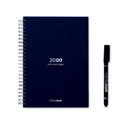 НАЧАЛЬНЫЙ НАБОР INFINITE PLANNER A5. В комплект входит A5 "бесконечный дневник", набор для чистки, маркер и держатель для маркера.