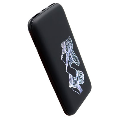 Внешний аккумулятор Kugo, 10000 mAh с подсветкой гравировки, черный