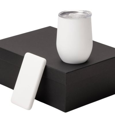 Подарочный набор с термокружкой и повербанком С2, 10000 mAh, белый