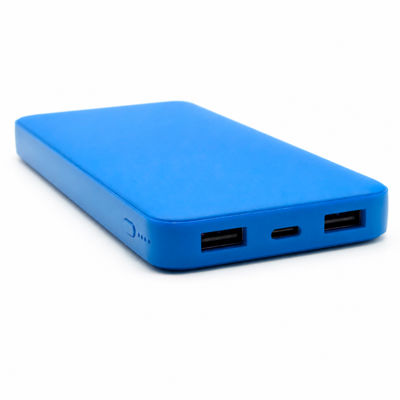 Внешний аккумулятор Polus, 10000 Mah, софт-тач покрытие, светло синий