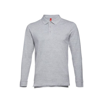 Рубашка-поло мужская BERN, д/р, серый меланж, 5XL, 85% хлопок, 15% вискоза, плотность 210 г/м2