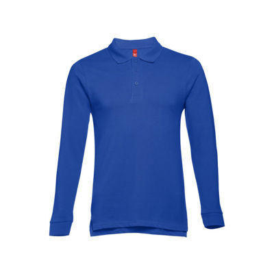 Рубашка-поло мужская BERN, д/р, синий, 2XL, 100% хлопок, плотность 210 г/м2