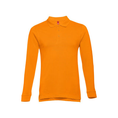 Рубашка-поло мужская BERN, д/р, оранжевый, 2XL, 100% хлопок, плотность 210 г/м2
