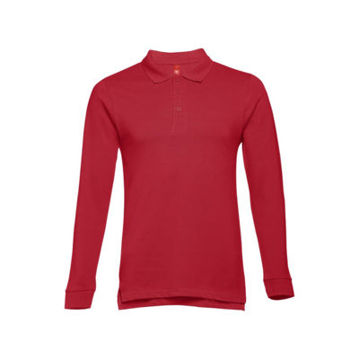 Рубашка-поло мужская BERN, д/р, бордовый, 2XL, 100% хлопок, плотность 210 г/м2