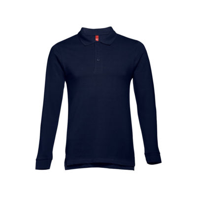 Рубашка-поло мужская BERN, д/р, тёмно-синий, 2XL, 100% хлопок, плотность 210 г/м2