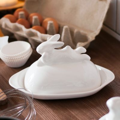 Маслёнка с кроликом, 380 мл, Белый