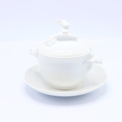 Бульонница &quot;Кролик - Везунчик&quot; с тарелкой, 425 мл, Белый