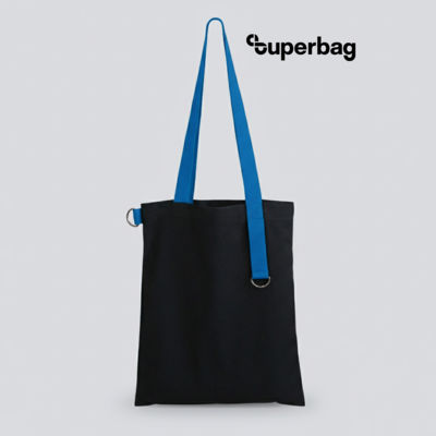 Шоппер Superbag black (чёрный с голубым)
