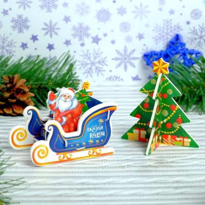 Конструктор фигурки"Сани Деда мороза" 3Д   3564572