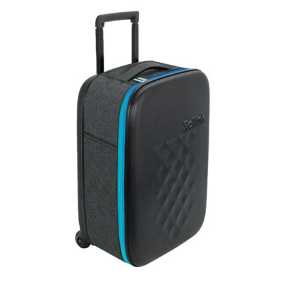Чемодан складной Rollink Earth 55x40x20 см, 2 колеса, черный/синий