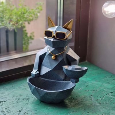 Статуэтка хранитель Кот фантазер, изумрудный