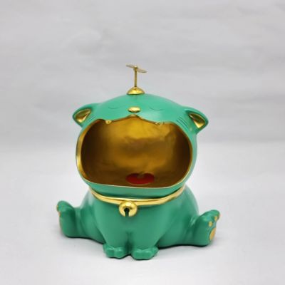 Статуэтка хранитель Кот большой, изумруд