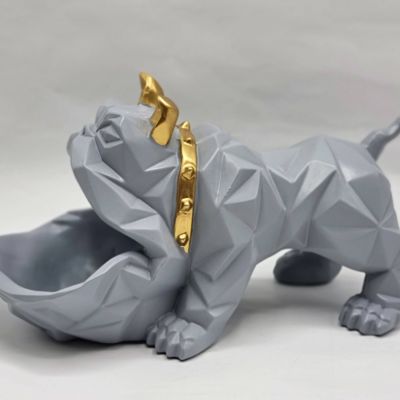 Статуэтка хранитель Бульдог, серый