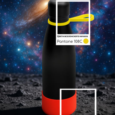 Термобутылка герметичная вакуумная Olivia To Go, чёрный/жёлтый/красный