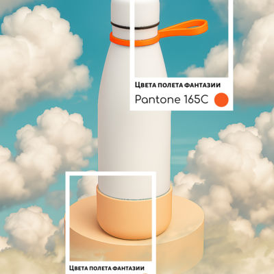 Термобутылка герметичная вакуумная Olivia To Go, белый/оранжевый/бежевый