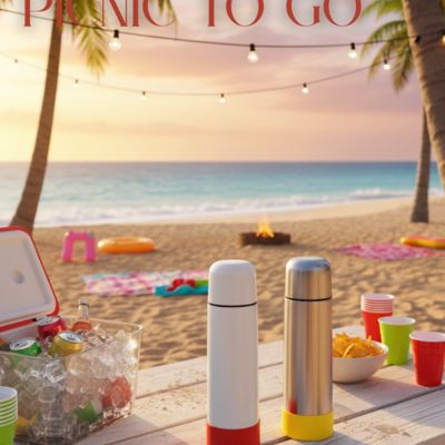 Термос Picnic Bright To Go, белый/красный