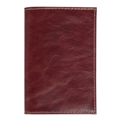 Обложка для паспорта Leather Sky Matt Trend из натуральной кожи, бордовая с белой прострочкой