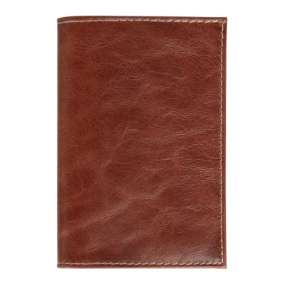 Обложка для автодокументов Leather Sky Matt Sun из натуральной кожи, коричневая с белой прострочкой