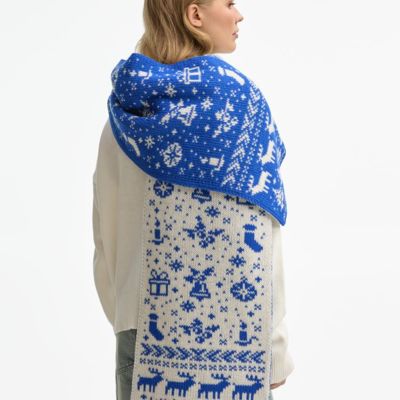 Шарф Holidale, синий с молочным