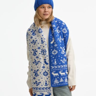 Шарф Holidale, синий с молочным