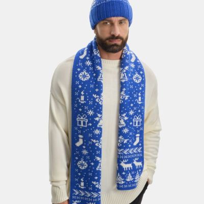 Шарф Holidale, синий с молочным